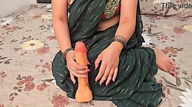 vasna bhabhi teases her wet pussy with massive 10 inch dildo
