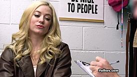 Steal slutty bikinis then deepthroat choke gag on cock at work