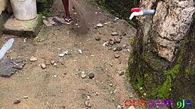 naughty uganda girlfriend fucked hard outdoors on chair!