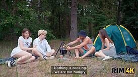 Shy couple rims asses then tries hard anal outdoors camping