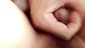 Watch me rub my cock head on wife's swollen clit till she squirts closeup