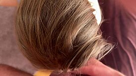 Stepdaughter sneaks in for stepdaddy's huge cock facial after mommy leaves