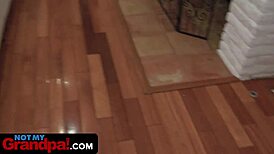 stepgrandpa catches horny teen rubbing pussy and pounds her tight hole hard