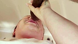 Wow, fat BBW deepthroats monster cock in sloppy POV cumshot!