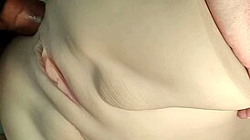 Double penetrate shaved fuck doll's big pussy ass with toys close-up