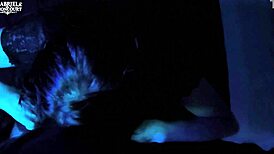 The masked goth petite next door debuts her first sloppy deepthroat blowjob with red lipstick