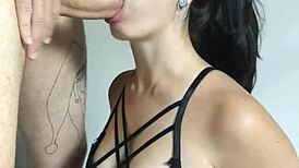 hot brazilian namorada deepthroats wellington prado's huge cock till he cums on her big tits