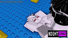 roblox girl slurps eboy cock then gets fucked rough! cum blasts her big tits and ass!