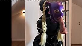 Touchedfetish latex sub slut throat fucked and facial cumshot!!