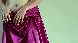 Sexy Satin Pajama Indonesian Pussy Masturbation