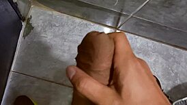 big dicked cuckold strokes tasty solo handjob up close