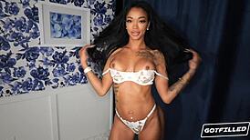 Harley dean takes creampie load deep in tight shaved pussy