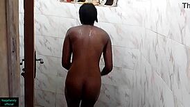 watch this cute african petite ebony teen take a steamy bath in homemade casting interview bathroom scene