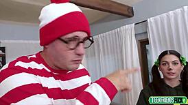 wow, three best friends sharing one huge cock for halloween titty fuck!