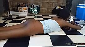 18 year old ebony teen fucked hard in the slams by older lover