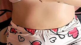 chica gets hot watching porno video on bed...