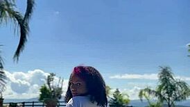 Chubby Ebony Releases Endless Farts in Outdoor Pool Madness