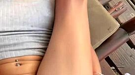 pretty blonde neighbor flashes pussy then rides cock anal in forest voyeur closeup!