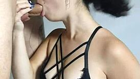 hot brazilian namorada deepthroats wellington prado's huge cock till he cums on her big tits