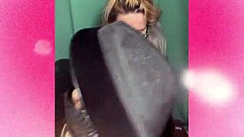 bimbo sissy gets femdom strapon instructions whispered through glasses in fantasy jerk off