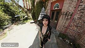 brunette shadowheart in baldur's gate iii cosplay fucks hard moans loud and cums on vr conk parody