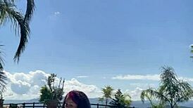 Chubby Ebony Releases Endless Farts in Outdoor Pool Madness