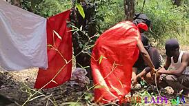 chief priest rams pregnant wife doggystyle as husband watches outdoor!