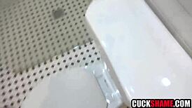 cuck hubby just watches 😏 while his milf wife deepthroats plumber's cock in hot pov cheating blowjob!