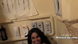 horny lily jerks you off in english tamil bathroom instructions