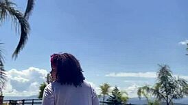 Chubby Ebony Releases Endless Farts in Outdoor Pool Madness