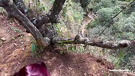 Tempting Redhead Latina Couple's Outdoor Public Tryst