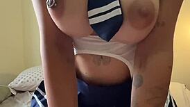 damn check this big titty college slut shaking her huge natural boobs