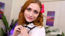 skinny redhead scarlett skies begs for rough facefucking and sloppy creampie