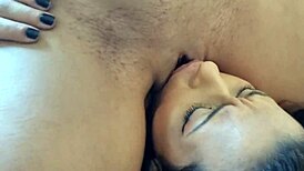 Roommate's Big Pussy Lips Tempt Me into Sucking Tits Licking Cum-Filled Face