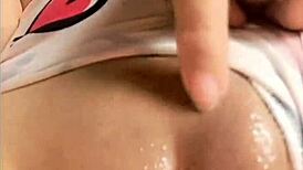 chica gets hot watching porno video on bed...