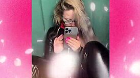 bimbo sissy gets femdom strapon instructions whispered through glasses in fantasy jerk off