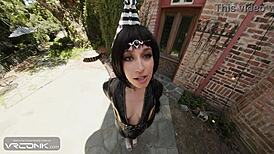 brunette shadowheart in baldur's gate iii cosplay fucks hard moans loud and cums on vr conk parody