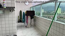 Latina Maid's Most Beautiful Ass Teases in Tight Shorts Voyeur Fetish Style