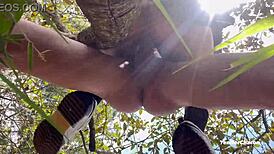 Tempting Redhead Latina Couple's Outdoor Public Tryst