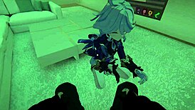 damn, yukoshvr's kafka and furina switch riding goth boy's cock