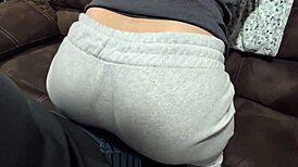 hey check this sexy redhead housewife slut grinding her ass in sweatpants on me