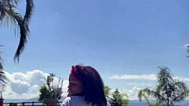 Chubby Ebony Releases Endless Farts in Outdoor Pool Madness