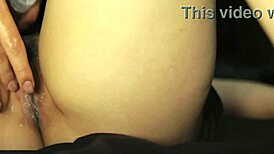 curvy indo housewife's wet pussy soaks after quick oiled massage then rides creampie doggystyle