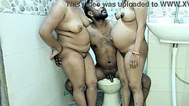 jija wants to fuck hot pregnant saali and her friend in bathroom desi threesome creampie?