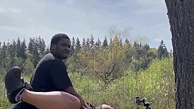 Big Black Cock Fucks Milf's Massive Natural Tits Outdoor Public Moaning Missionary Orgasm