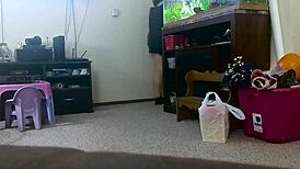 Chubby mommy shakes her fat ass while cleaning in tight shorts 😈🍑