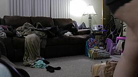 Chubby mommy shakes her fat ass while cleaning in tight shorts 😈🍑