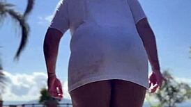 Chubby Ebony Releases Endless Farts in Outdoor Pool Madness