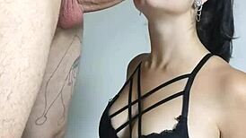 hot brazilian namorada deepthroats wellington prado's huge cock till he cums on her big tits
