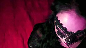 The masked goth petite next door debuts her first sloppy deepthroat blowjob with red lipstick